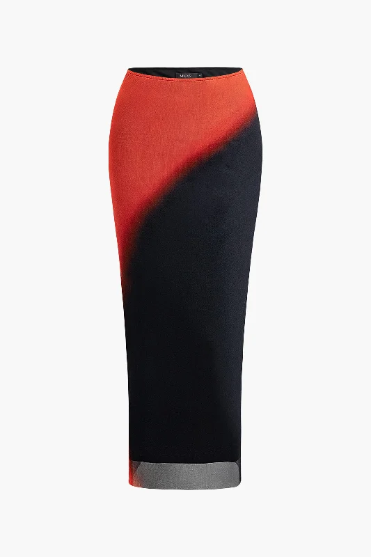 Shop Today, Save Tomorrow!Ombre Mesh Midi Skirt