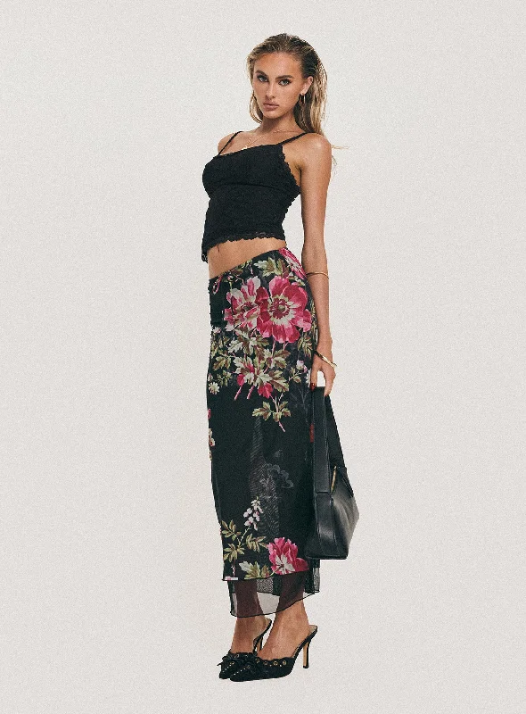 Seasonal Sale – Shop Now!Paganio Maxi Skirt Black Floral