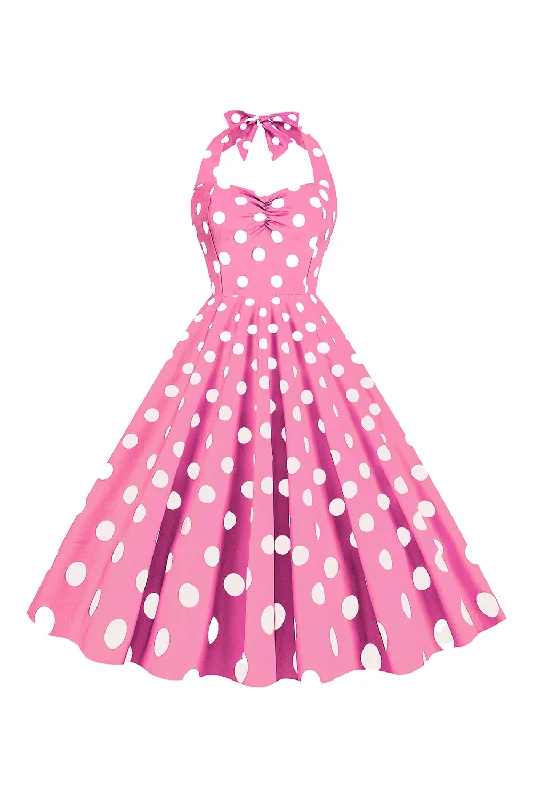 Limited Time Offer!Pink Polka Dots Pin Up Vintage 1950s Dress
