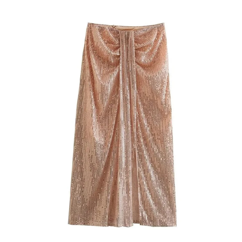 Score Big Savings Today!Amy Fashion - Pleated Sequin Vintage Fall Back Zipper Skirt
