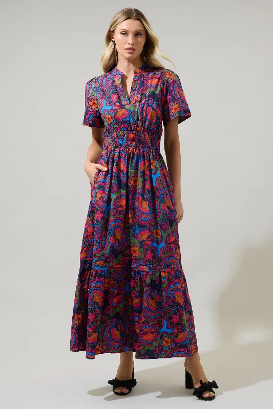 Steals and Deals Await!Raveena Midnight Belraj Poplin Maxi Dress