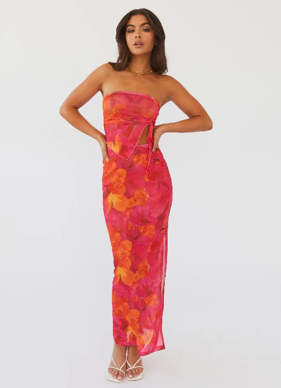 The Best Sale of the Year!Rooftop Party Mesh Maxi Skirt - Floral Sun