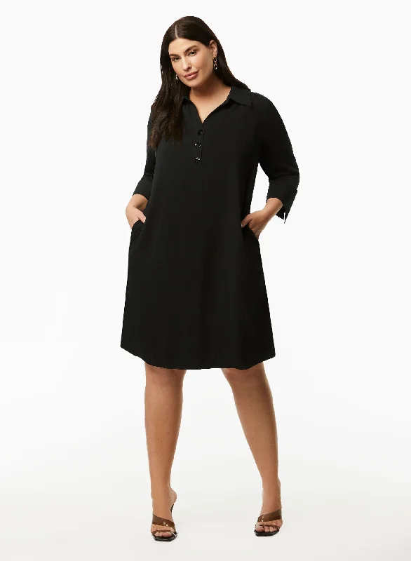 Everything Must Go!Satin 3/4 Sleeve Shirt Dress