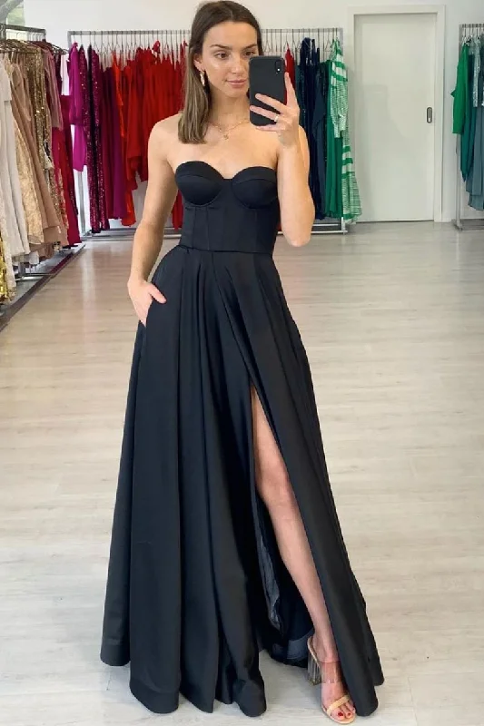 One Click Away from Big Savings!Simple black satin long prom dress black satin evening dress cg20528 One Click Away from Big Savings!Simple black satin long prom dress black satin evening dress cg20528