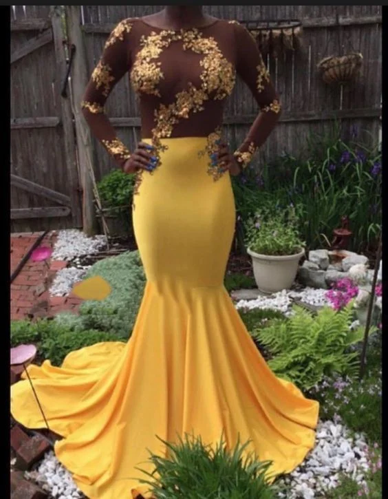Exclusive Deals Just for You!Simple Prom Dress, Long Sleeve Yellow Mermaid Satin Prom Dresses cg20395 Exclusive Deals Just for You!Simple Prom Dress, Long Sleeve Yellow Mermaid Satin Prom Dresses cg20395