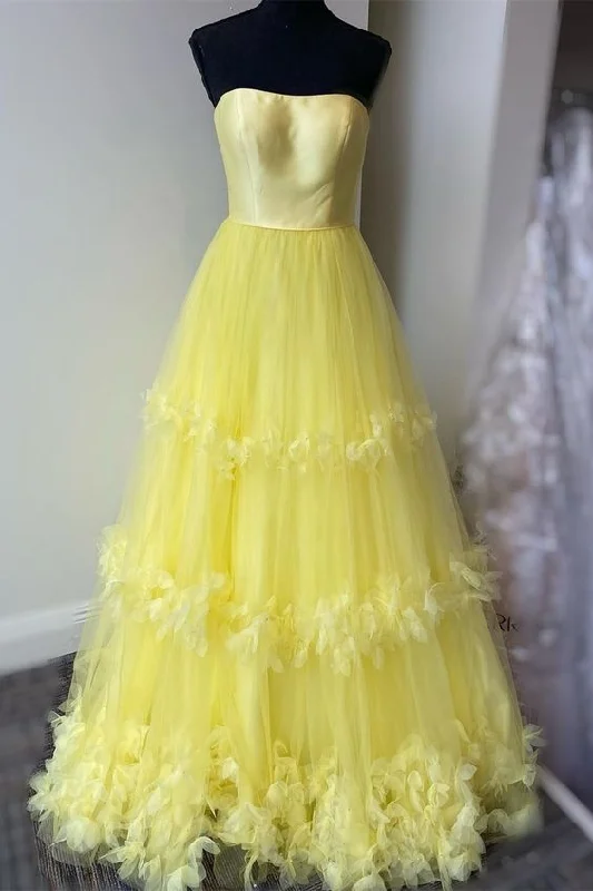 Your Exclusive Offer Awaits!strapless A-line yellow long prom dress formal gown cg20429 Your Exclusive Offer Awaits!strapless A-line yellow long prom dress formal gown cg20429