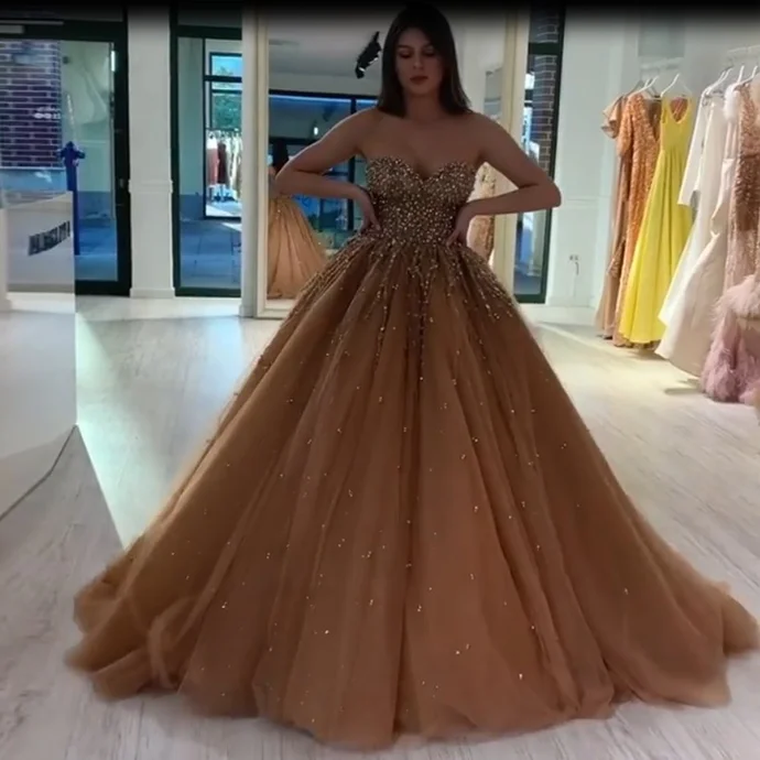 Your Chance to Save is Now!Stunning Dark Champagne Ball Gown Quinceanera Dresses Sweetheart Beading Sequined Pageant Gown Tulle Puffy Prom Dress cg20538 Your Chance to Save is Now!Stunning Dark Champagne Ball Gown Quinceanera Dresses Sweetheart Beading Sequined Pageant Gown Tulle Puffy Prom Dress cg20538