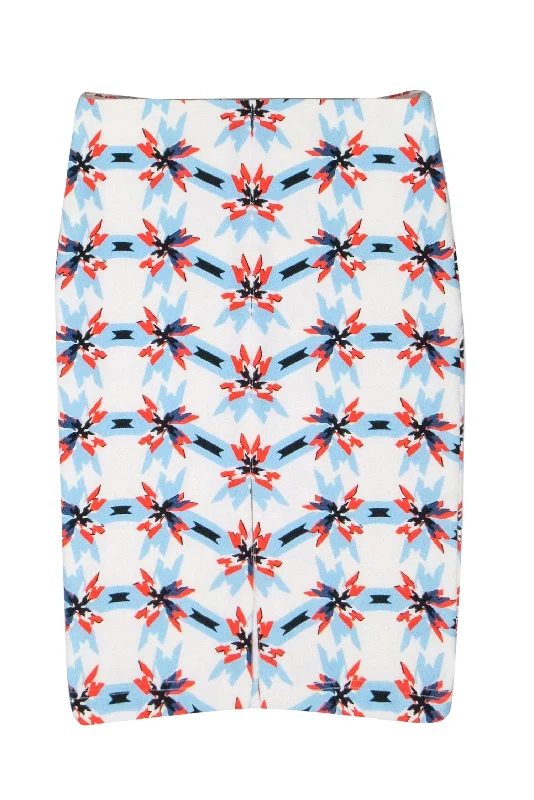 Everything Must Go!Tanya Taylor - Ivory w/ Blue & Orange Print Detail Skirt Sz 8