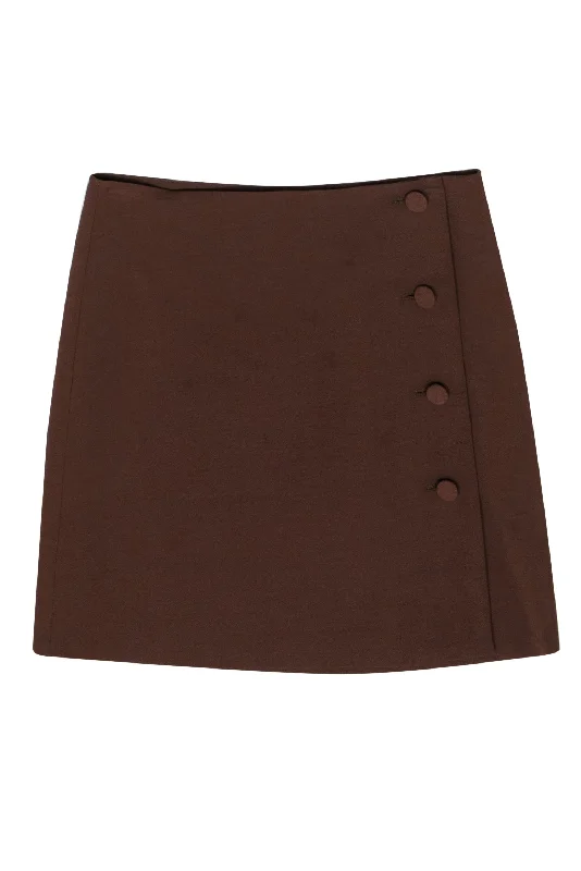 Stock Up and Save!Tara Jarmon - Brown Wool Blend Mini Wrap Skirt Sz S