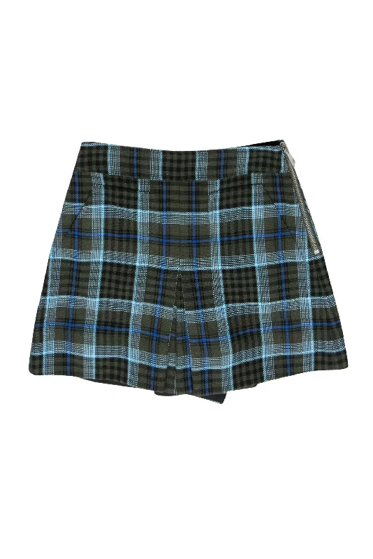 Enjoy Huge Discounts Now!Tibi - Dark Green, Turquoise, & Blue Plaid Pleated Skort Sz XS Enjoy Huge Discounts Now!Tibi - Dark Green, Turquoise, & Blue Plaid Pleated Skort Sz XS