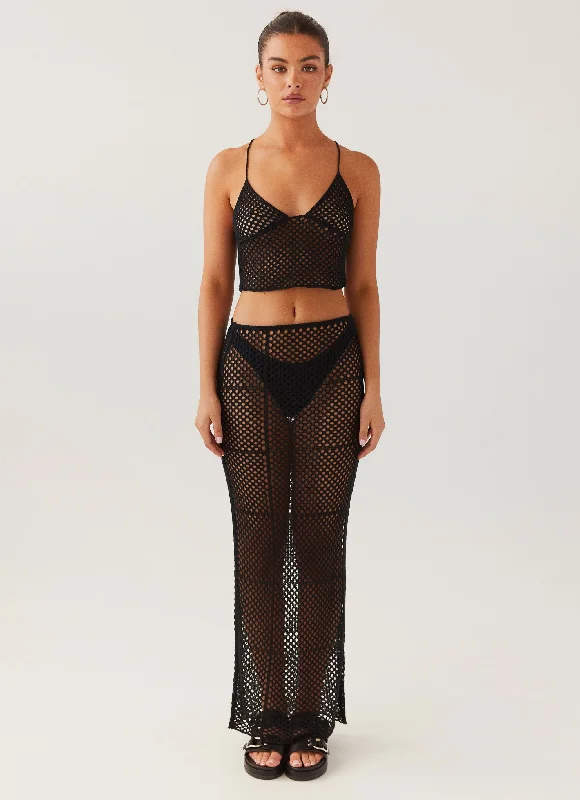 Shop Before It’s Gone!Tidal Dream Crochet Maxi Skirt - Black