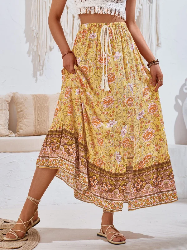 Don’t Wait – Deals Won’t Last!Tied Printed Midi Skirt