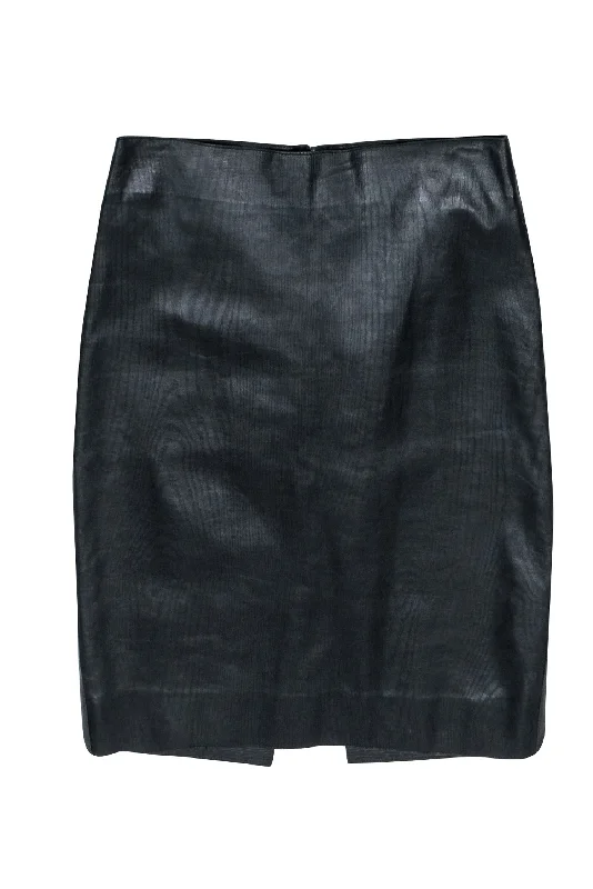 Incredible Savings Inside!Tufi Duek - Black Textured Leather Pencil Skirt Sz M