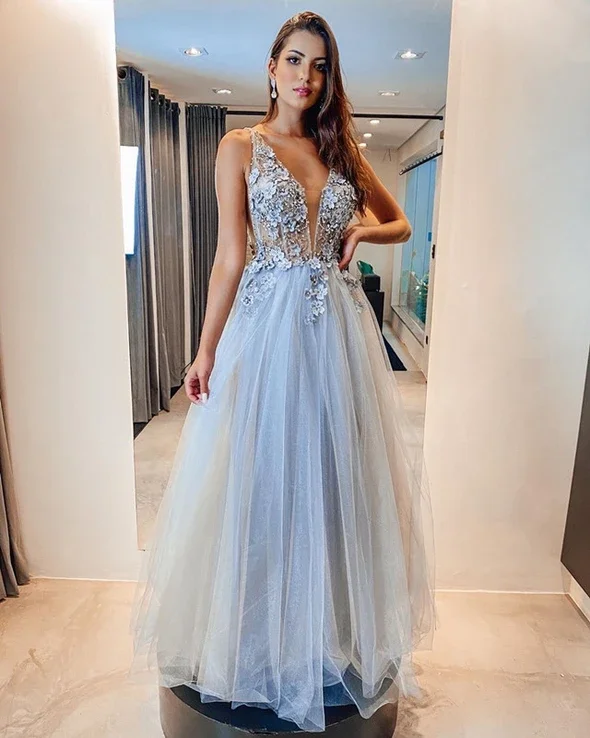 Your Wallet Will Thank You!Tulle Prom Dresses V Neck 3D Lace Flowers Beaded cg20422 Your Wallet Will Thank You!Tulle Prom Dresses V Neck 3D Lace Flowers Beaded cg20422