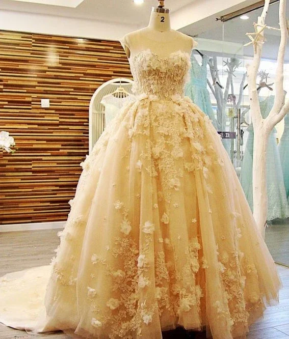 Today Only – Don’t Miss It!Tulle yellow Quinceanera Dresses Lace Appliques Ball Gowns prom dress    cg20559
