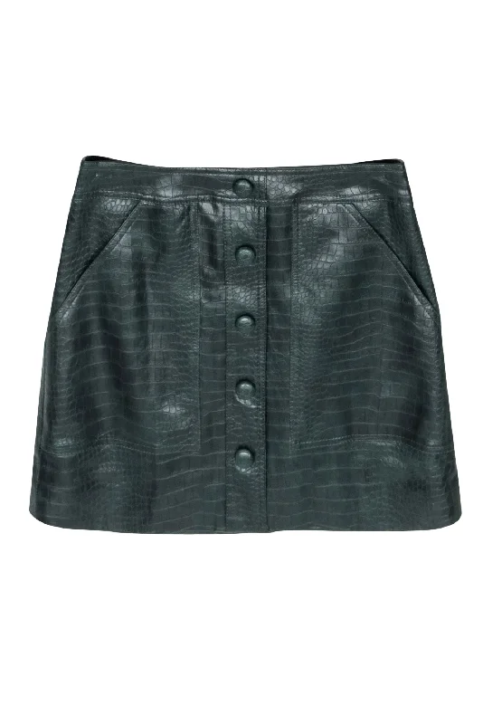 Exclusive Savings This Week!Veronica Beard - Emerald Faux Alligator Skin A-Line Miniskirt Sz 0 Exclusive Savings This Week!Veronica Beard - Emerald Faux Alligator Skin A-Line Miniskirt Sz 0