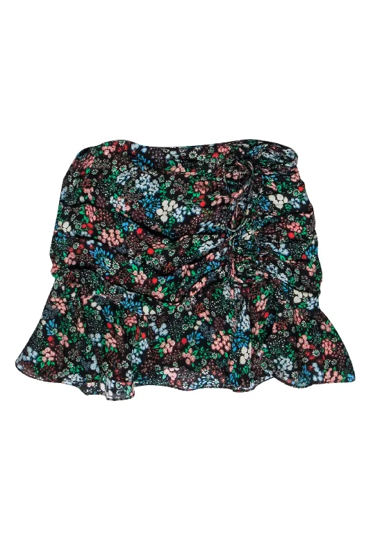 Steals and Deals Await!Veronica Beard - Black, Green & Red Floral Print Mini Skirt Sz 4