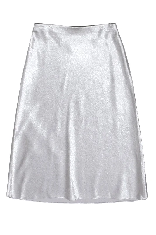 Score Big Savings Today!Vince  - Silver Satin Midi Slip Skirt Sz S