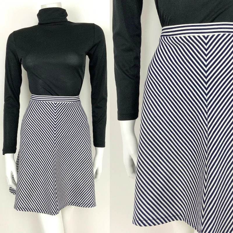 Score Big Savings Today!VINTAGE 60s 70s NAVY BLUE WHITE STRIPED NAUTICAL MOD A-LINE SKIRT 8 10 Score Big Savings Today!VINTAGE 60s 70s NAVY BLUE WHITE STRIPED NAUTICAL MOD A-LINE SKIRT 8 10