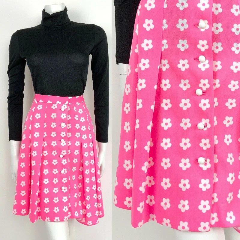 Hurry, Sale Ends Soon!VINTAGE 60s 70s NEON PINK WHITE FLORAL PLEAT FLOWER A-LINE DAISY MOD SKIRT 10 Hurry, Sale Ends Soon!VINTAGE 60s 70s NEON PINK WHITE FLORAL PLEAT FLOWER A-LINE DAISY MOD SKIRT 10