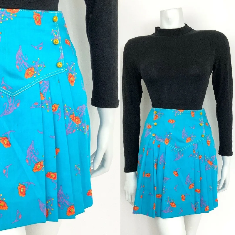 Upgrade for Less!VTG 60s 70s BETTY BARCLAY BLUE ORANGE PURPLE FLORAL PLEATED MINI SKIRT 4 Upgrade for Less!VTG 60s 70s BETTY BARCLAY BLUE ORANGE PURPLE FLORAL PLEATED MINI SKIRT 4