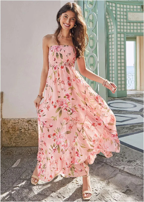 Don’t Wait – Shop Today!Strapless Smocked Maxi - Ethereal Floral