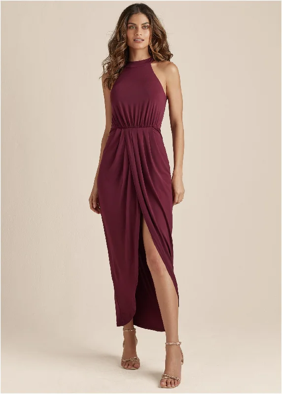 Shop More, Spend Less!Drape Maxi Dress - Wine
