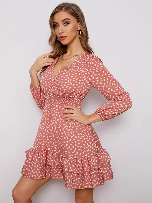 Special Offer – Act Fast!KittenAlarm - Women's sexy v-neck bubble long sleeve small floral dress