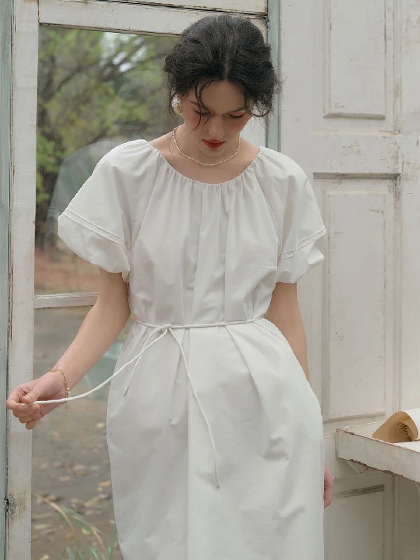 Limited Deals, Unlimited Savings!Anaya Classic Round Neck Puff Sleeve Cotton Dress Limited Deals, Unlimited Savings!Anaya Classic Round Neck Puff Sleeve Cotton Dress