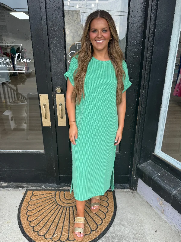 Limited Time Offer!Green ribbed maxi