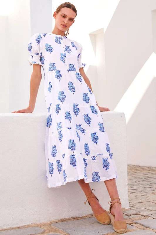 Score Huge Discounts Today!Cordelia Block Print Dress | Daliya Buta Blue