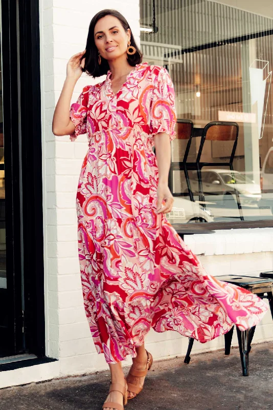 Shop More, Spend Less!Dario Pink Garden Frill Tier Dress