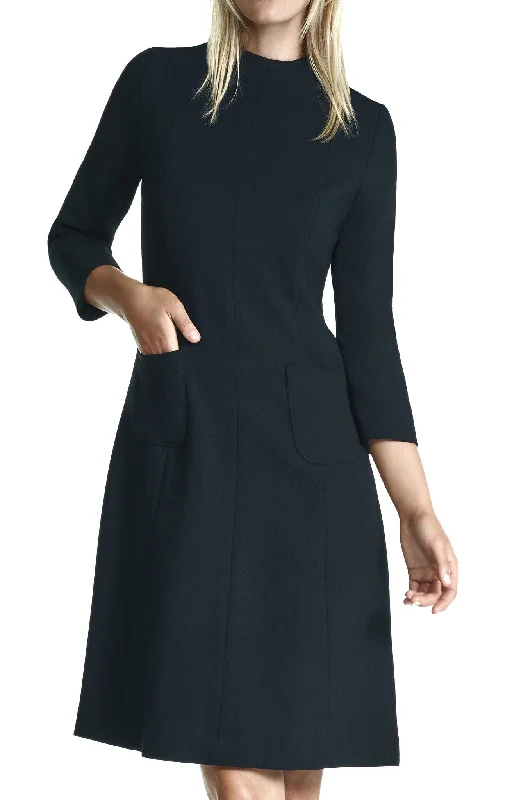 Exclusive Offers You’ll Love!Demi Funnel Collar Day Dress with Pockets and 3/4 Length Sleeve