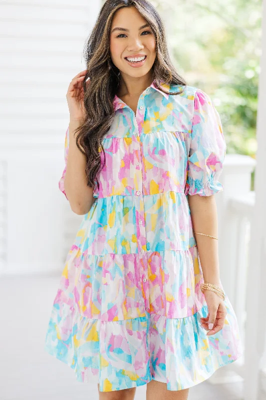 Hottest Discounts of the Year!Feeling Your Best Pink Abstract Dress