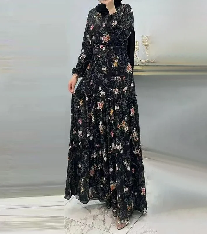 Limited Deals, Unlimited Savings!Flower high necked long dress, fashionable commuting dress
