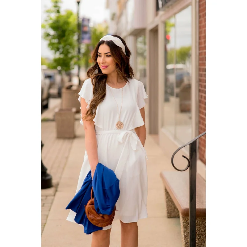 Mega Sale Happening Now!Flutter Sleeve Tie Waist Dress