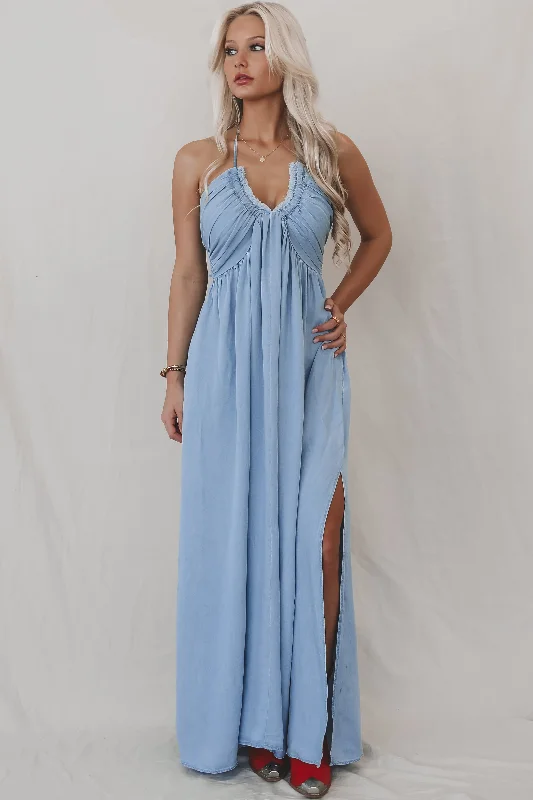 Your Dream Deal is Here!Into The Wind Blue Maxi Dress