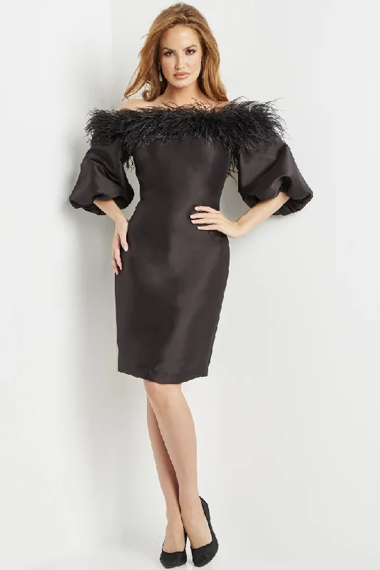 More Discounts, More Joy!Jovani 08211 Short Feather Cocktail Knee Length Dress