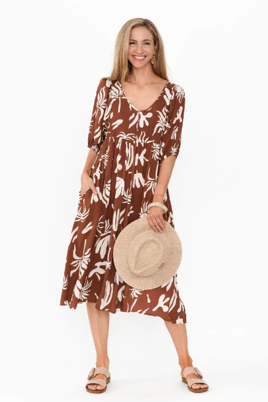 Get Ready to Save!Kacey Brown Tropical Button Dress