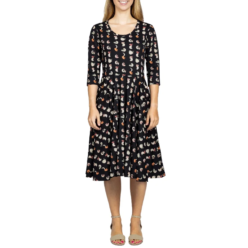 Save Like Never Before!Lunar Kitty Glow-in-the-Dark 3/4th Sleeves Full Twirl Dress Save Like Never Before!Lunar Kitty Glow-in-the-Dark 3/4th Sleeves Full Twirl Dress