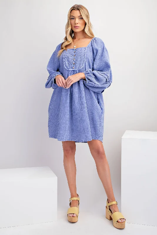 Save More When You Shop More!MINERAL WASHED COTTON GAUZE BABYDOLL DRESS