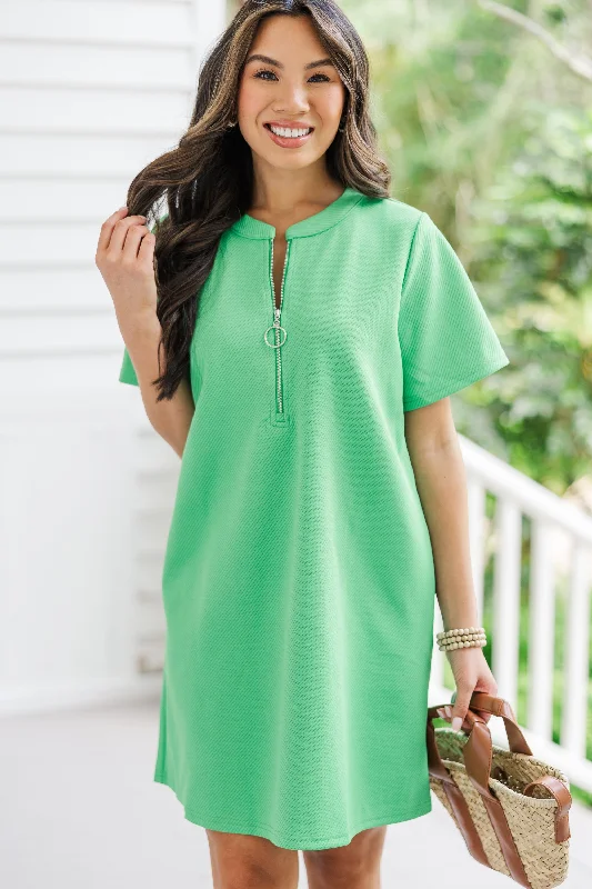 Your Favorite Items on Sale Now!On The Go Green Textured Dress