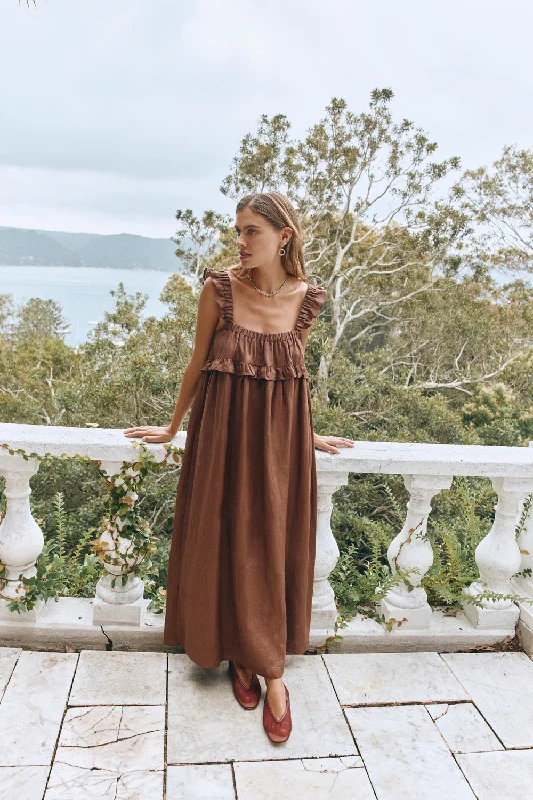 Great Deals, Just for You!Rossana Linen Maxi Dress Chocolate