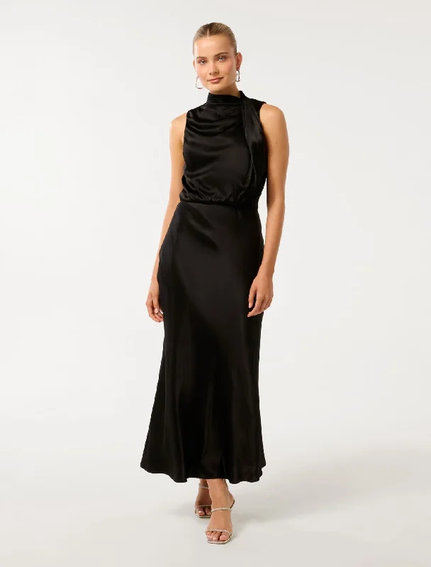 Get More for Less!Sienna High Neck Satin Maxi Dress