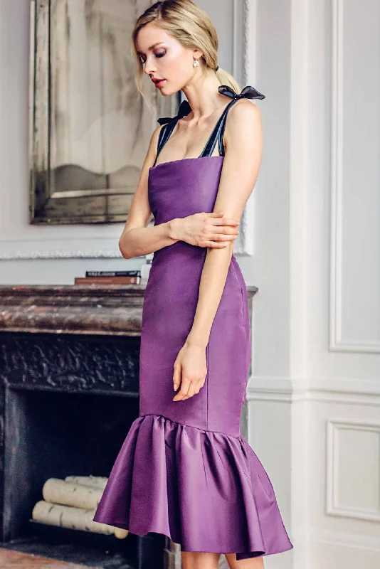 Special Discounts Inside!Tea Length Dress with Embroidered Strap and Bow Detail