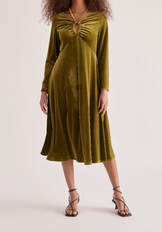 Grab Yours Before It’s Too Late!Velvet Tie-Neck Dress