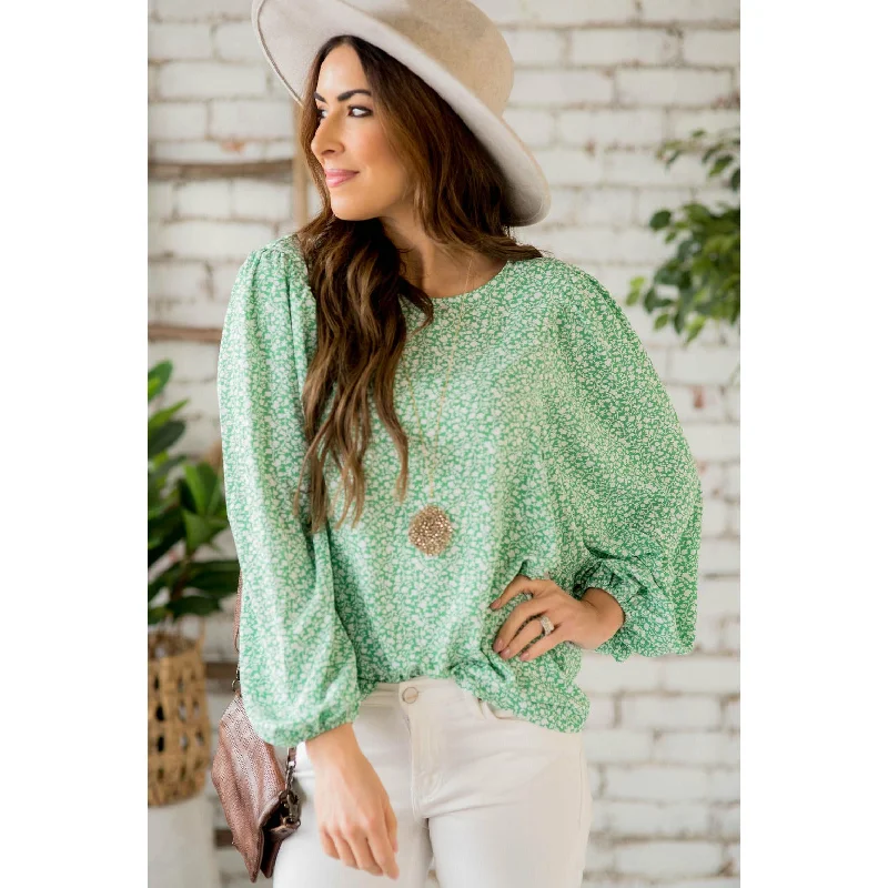 Save More Than Ever!Balloon Sleeve Mini Floral Blouse