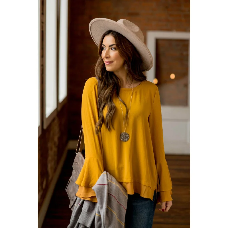 Your Shopping Wish, Our Discount Command!Basic Bell Sleeve Blouse