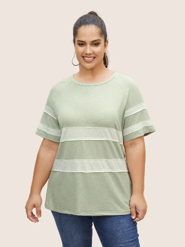Unlock Huge Savings Now!Colorblock Contrast Patchwork Raglan Sleeve T-shirt