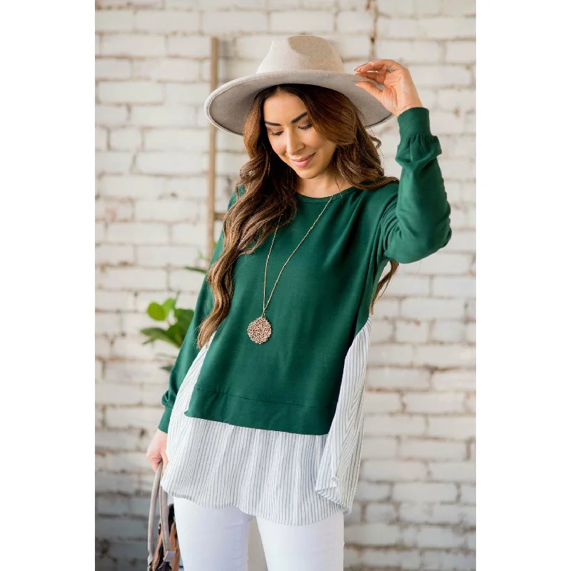 Limited Stock Available!Layered Stripe Bottom Blouse